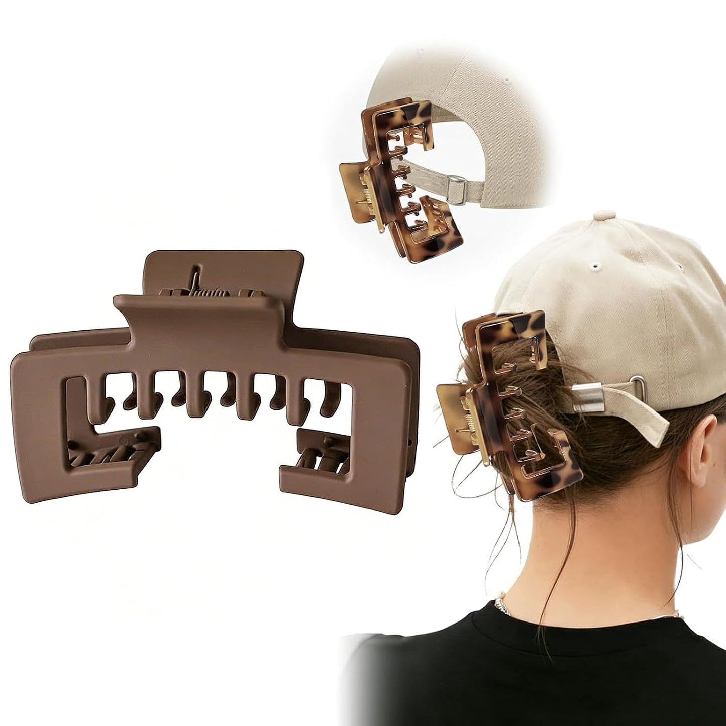 Large Hair Claw Clip for Baseball Caps - Non-Slip Strong Hold for Thick Hair | 5PCS