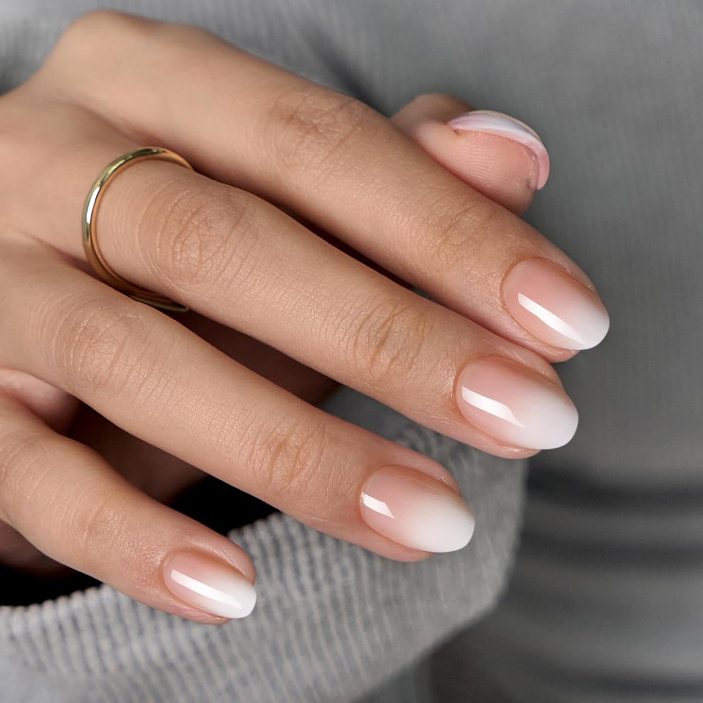 Press On Nails - 3D Butterfly French Tip Almond Design | Opaque Soft Gel, 16 Sizes, 32 Nail Kit