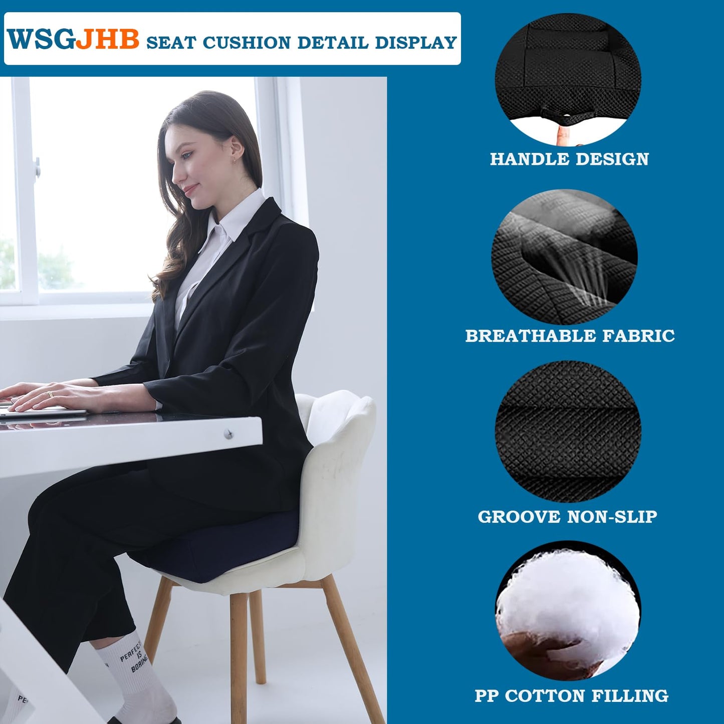 WSGJHB Car Booster Seat Cushion Posture Cushion Portable Breathable Mesh, Effectively Increase The Field of View Ideal for Office, Home, Angle Lift Seat Cushions,Black