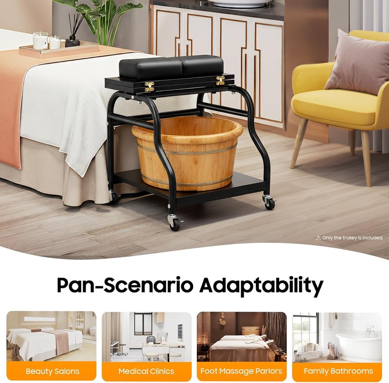 Pedicure Foot Bath Trolley Cart - Portable Esthetician Stand for Nail Tech | Spa & Massage Station with Wheels