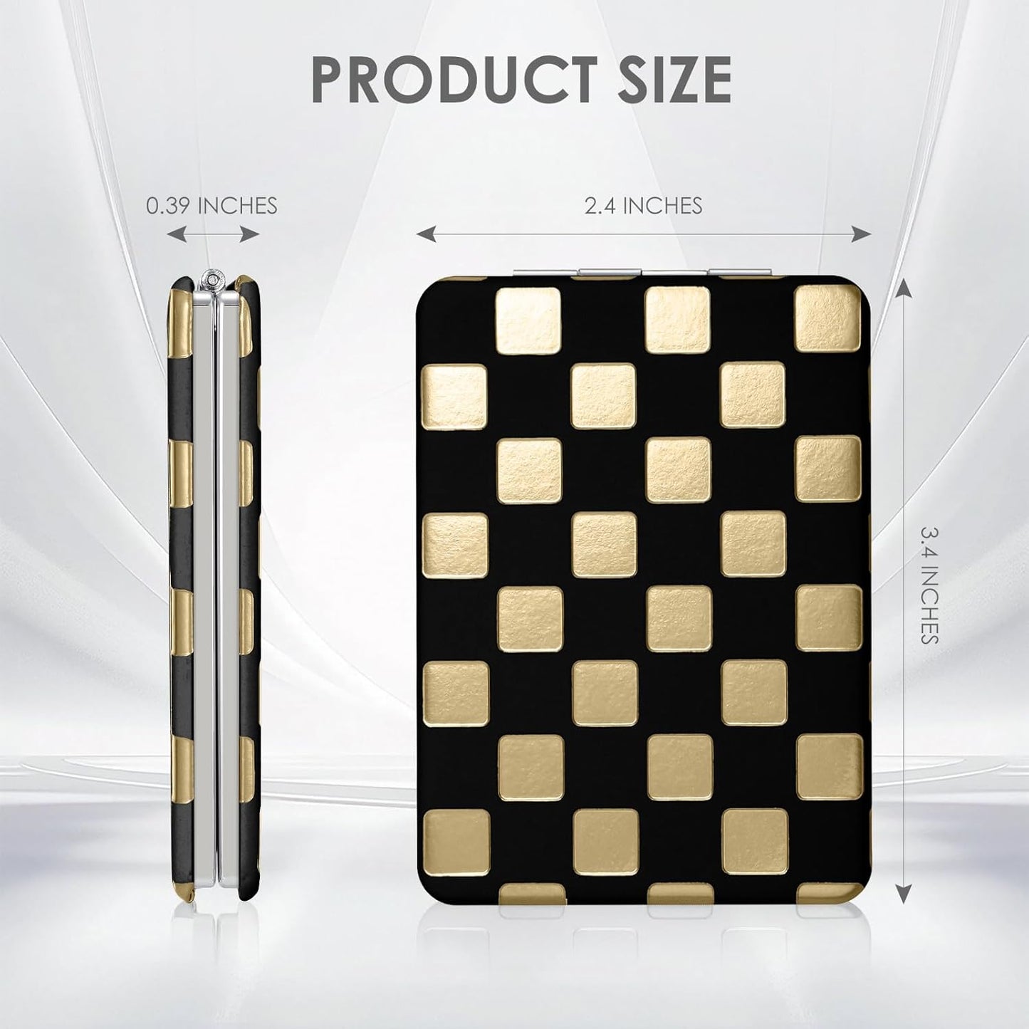 Neon Checkered Compact Mirror - Unique Travel Pocket Mirror for Women