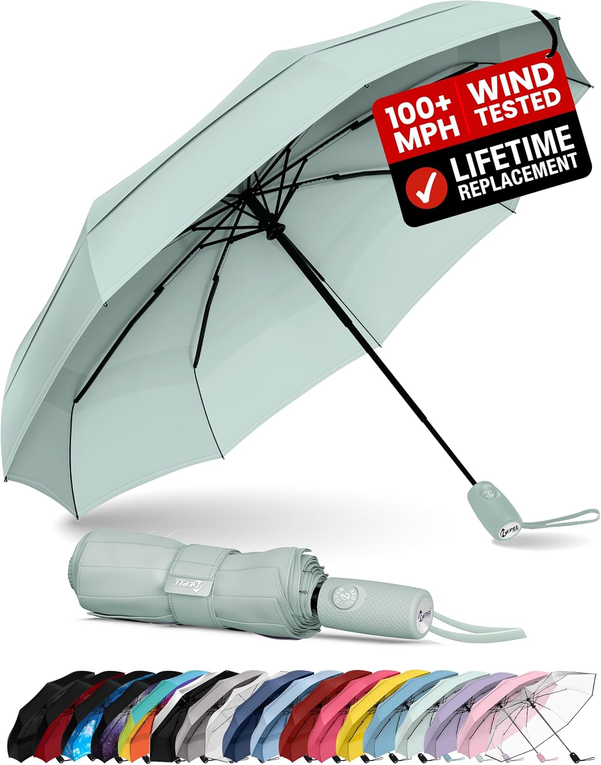 Windproof Travel Umbrella - Compact Auto Folding Design | Withstands 100MPH Winds, Durable & Lightweight for Men & Women