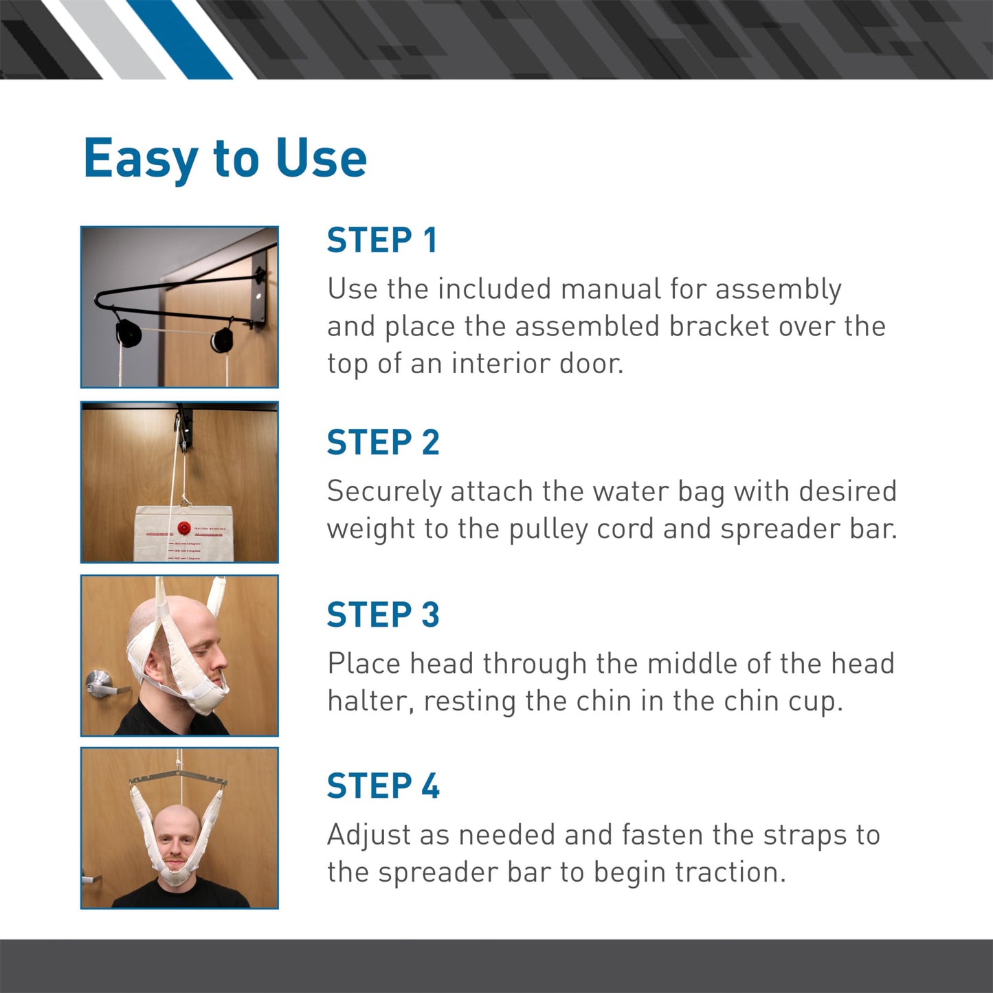 BodyMed Cervical Traction Device - Over-The-Door Neck Cradle Stretcher for Home Therapy for Vagus Nerve and Spinal Decompression - Discomfort Aid Physical Therapy Equipment