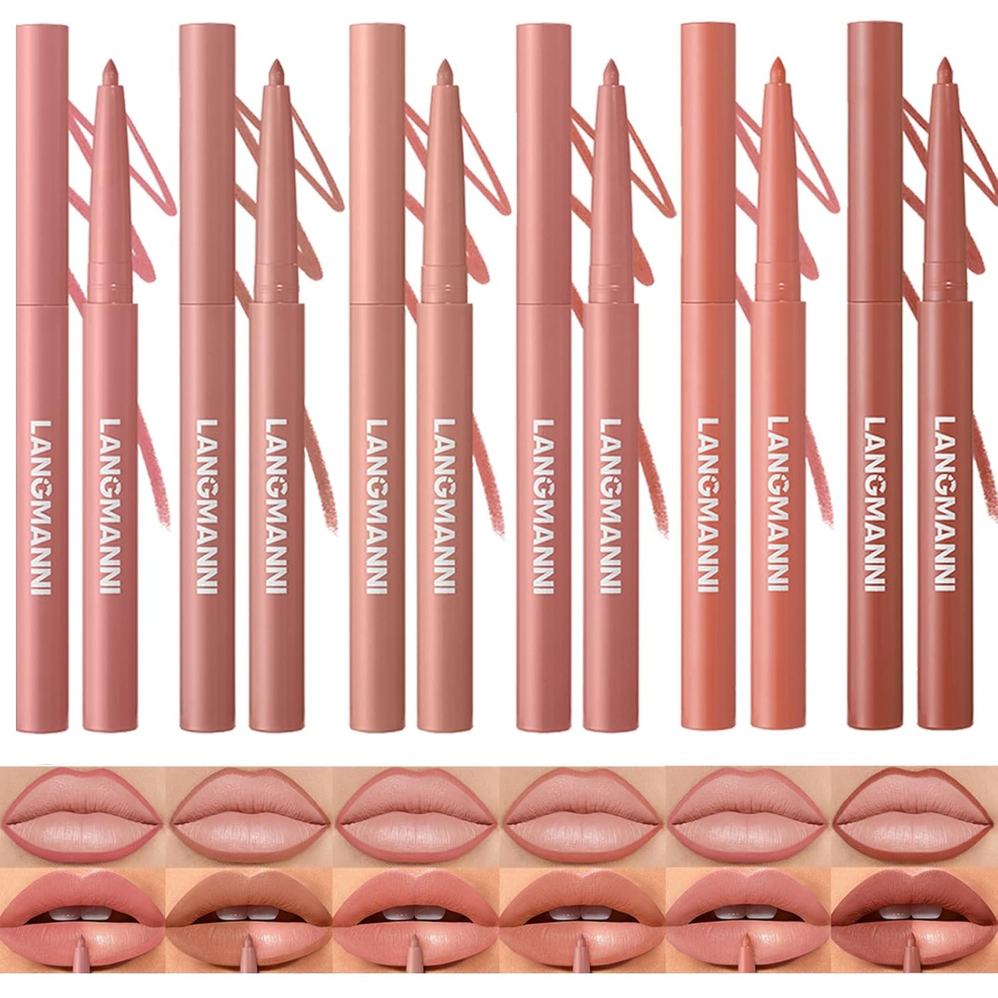 LANGMANNI 12-Color Matte Velvet Lip Liner Set | Smooth, Waterproof & Highly Pigmented for Daily Makeup