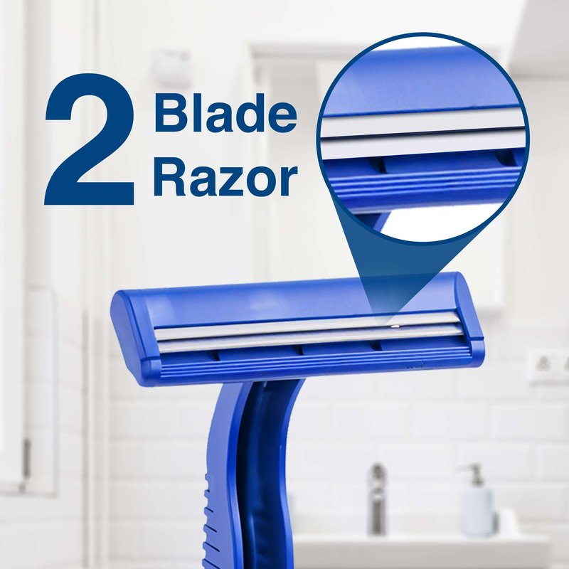 Disposable Razors for Men and Women - Pack of 50 Shavers - 2 Blade Razors, Bulk - for Shaving, Tattoos, Hospitality, and More