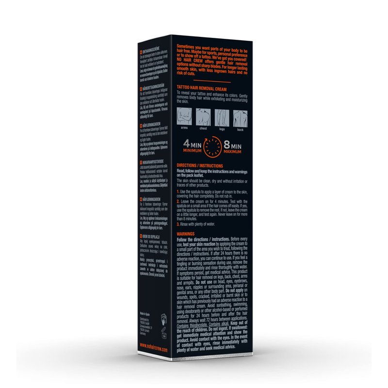 NO HAIR CREW Tattoo Edition Hair Removal Cream | Charcoal to Enhance Tattoo Colors (150 ml)