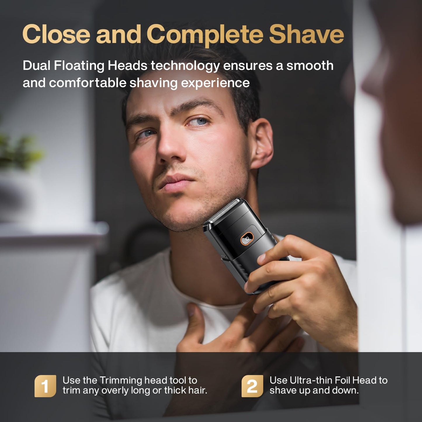 Electric Foil Shavers for Men, Mini Electric Razor for Face,Dual Floating Heads, IPX7 Waterproof Cordless Razor with LED Display & Fast Charge, Perfect for Trips