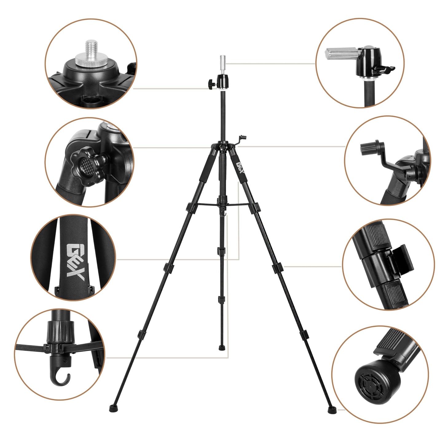 GEXWORLDWIDE 55" Mannequin Tripod Stand Canvas Block Training Doll Manikin Head Wig Stand for Cosmetology Hairdressing (Black)