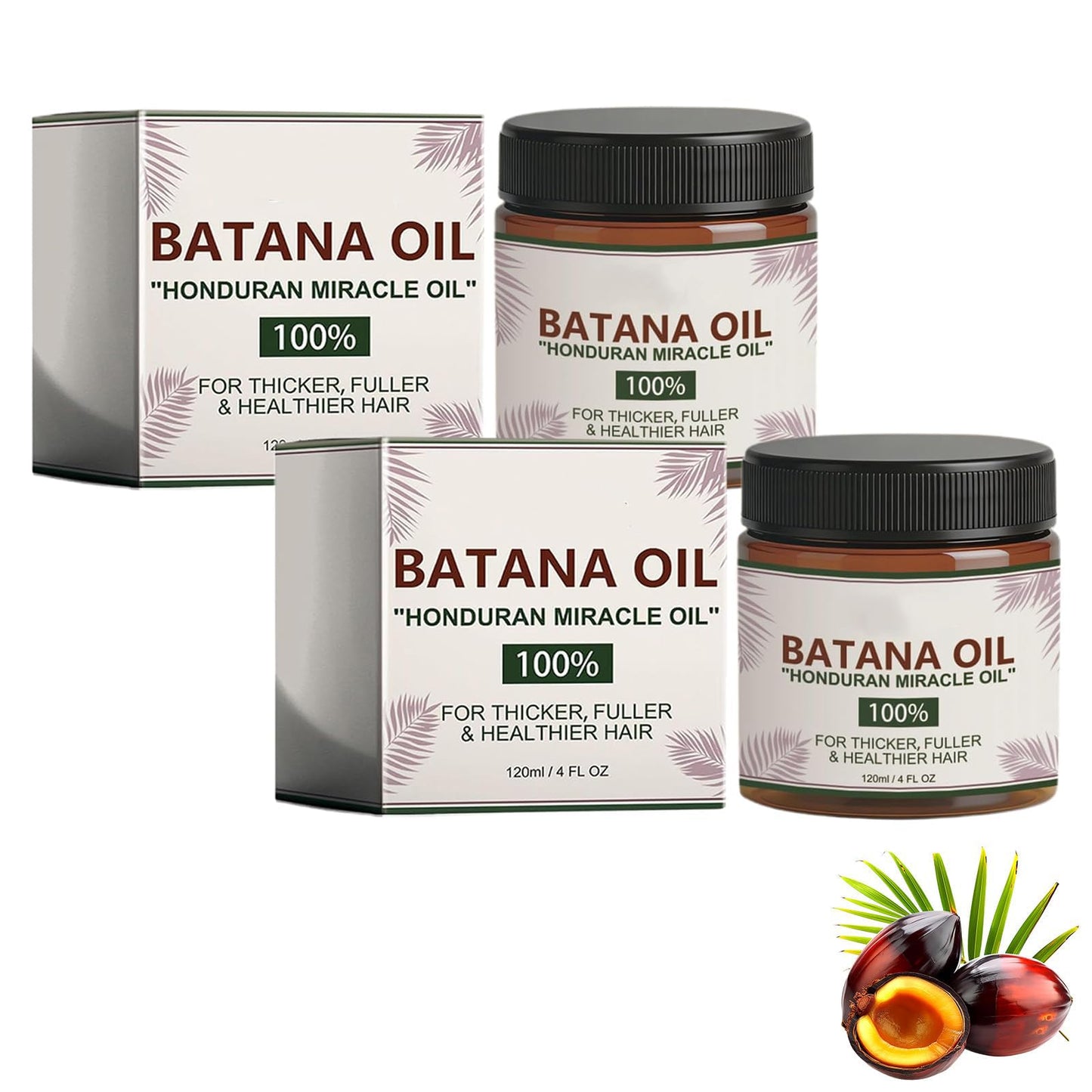 2PCS Oil for Hair Growth, Natural Organic Pure Batana from Honduras, Scalp Oil, Nourishes Scalp, Supports Hair Thickness, Tames Frizz & Adds Shine for Men & Women