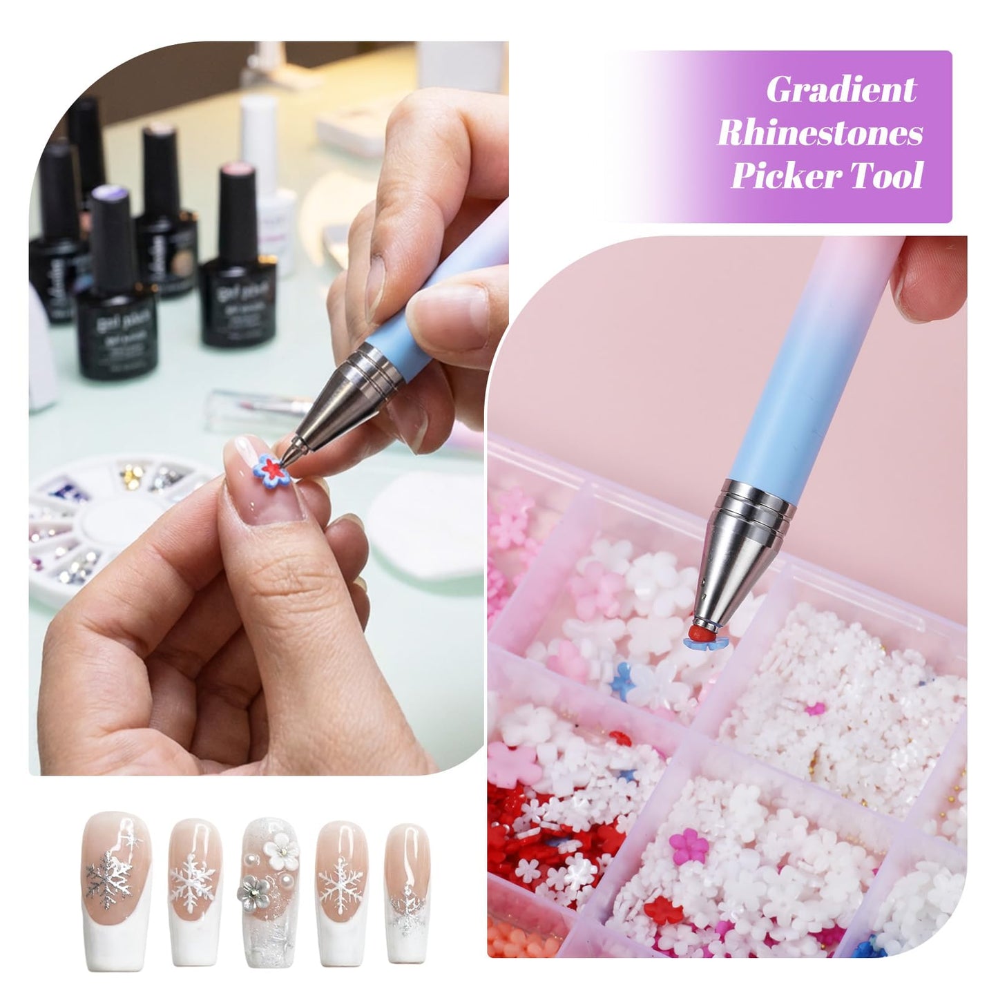 DOPENSPI 1PCS Rhinestone Picker Tool, Refillable Wax Pen with 6PCS Wax Refills Diamonds Art Pens Rhinestone Pickup Tool Nail Diamond Arts Painting Dotting Pen for Nail and Diamond Art Paint