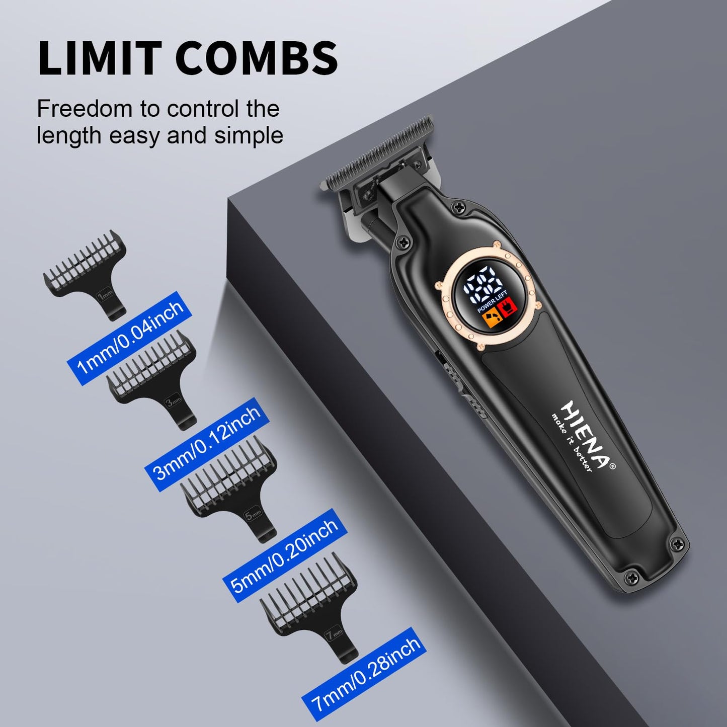 Professional Cordless Hair Trimmer for Men, T-Blade Zero Gapped Hair Clipper, Mens Beard Trimmer, Edgers, Fade Barber Clipper, Black