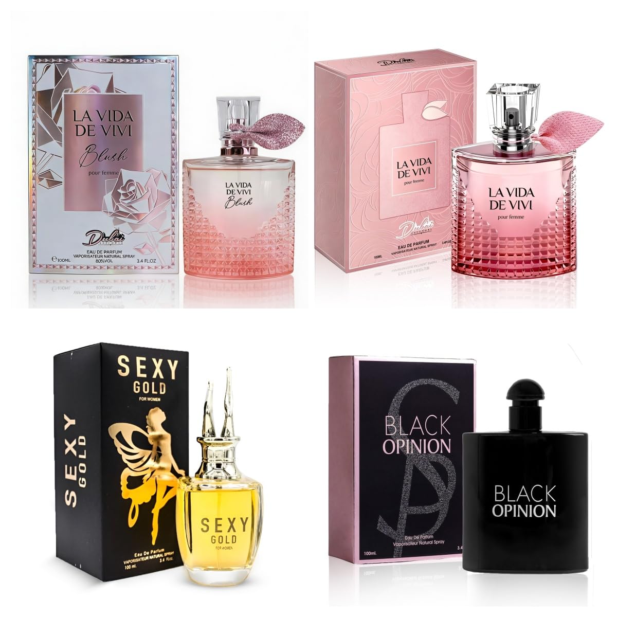 4PCS Women's Perfume Gift Set - Sweet Fruity Vanilla Scents | 3.4 Fl Oz Each