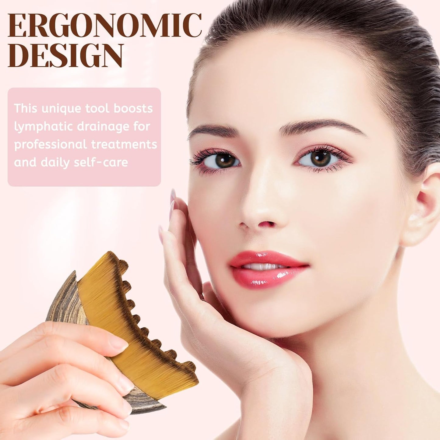 Lymphatic Drainage Face Brush - Sculpting Massager with Soft Bristles | Portable Gua Sha Tool for All Skin Types