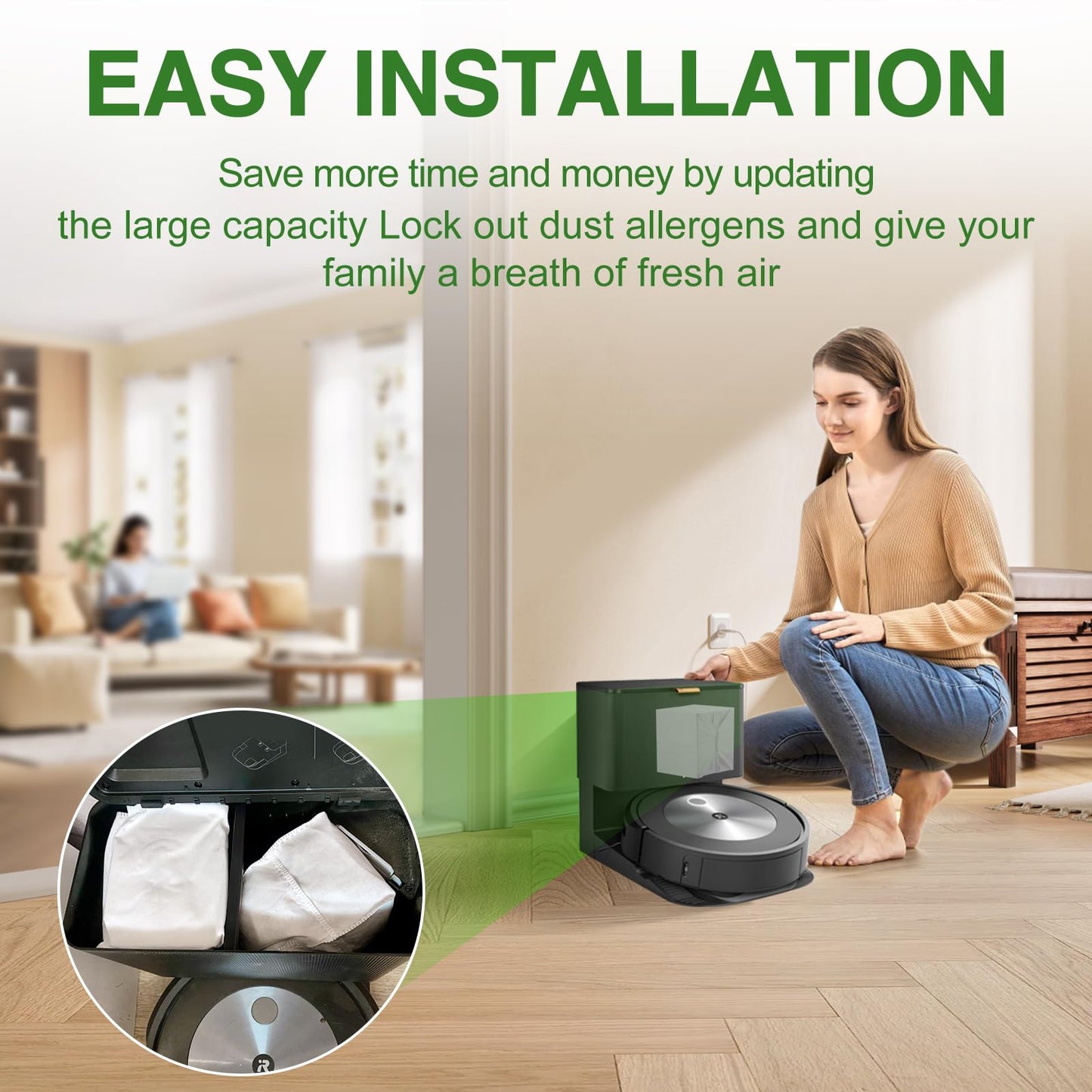 VBN 26 Pack Vacuum Bags for iRobot Roomba i s j 100 400 500 Series All Clean Base, Fit i3+ i4+ i5+ i6+ i7+ i8+ j7+ j8+ j9+ s9+ 104 105 405 504 505 507 Vac Combo, 705 Max Combo10, Dirt Disposal Bags