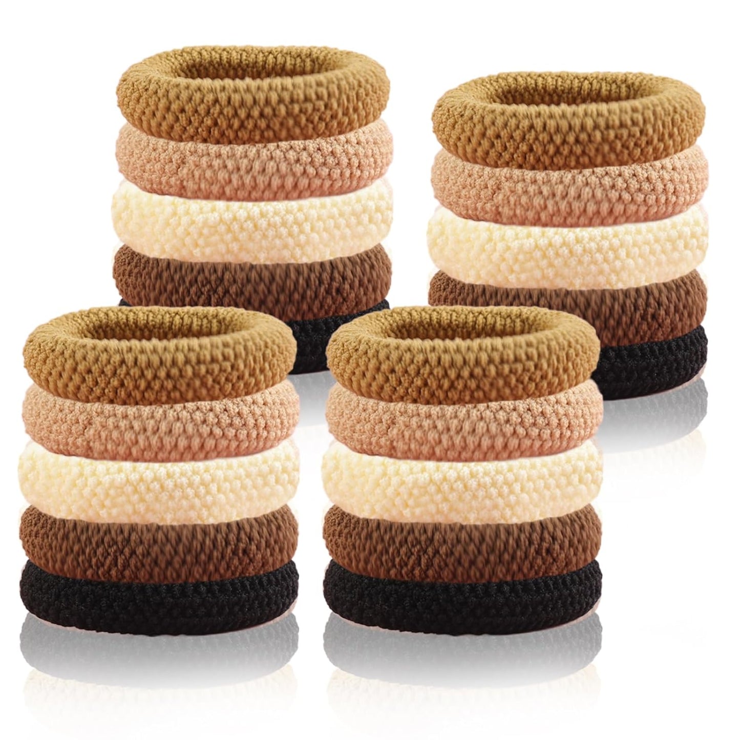 No Damage Hair Ties - 120 PCS Soft Seamless Cotton & Nylon Ponytail Holders | Hair Bands for Thick Hair (Black)
