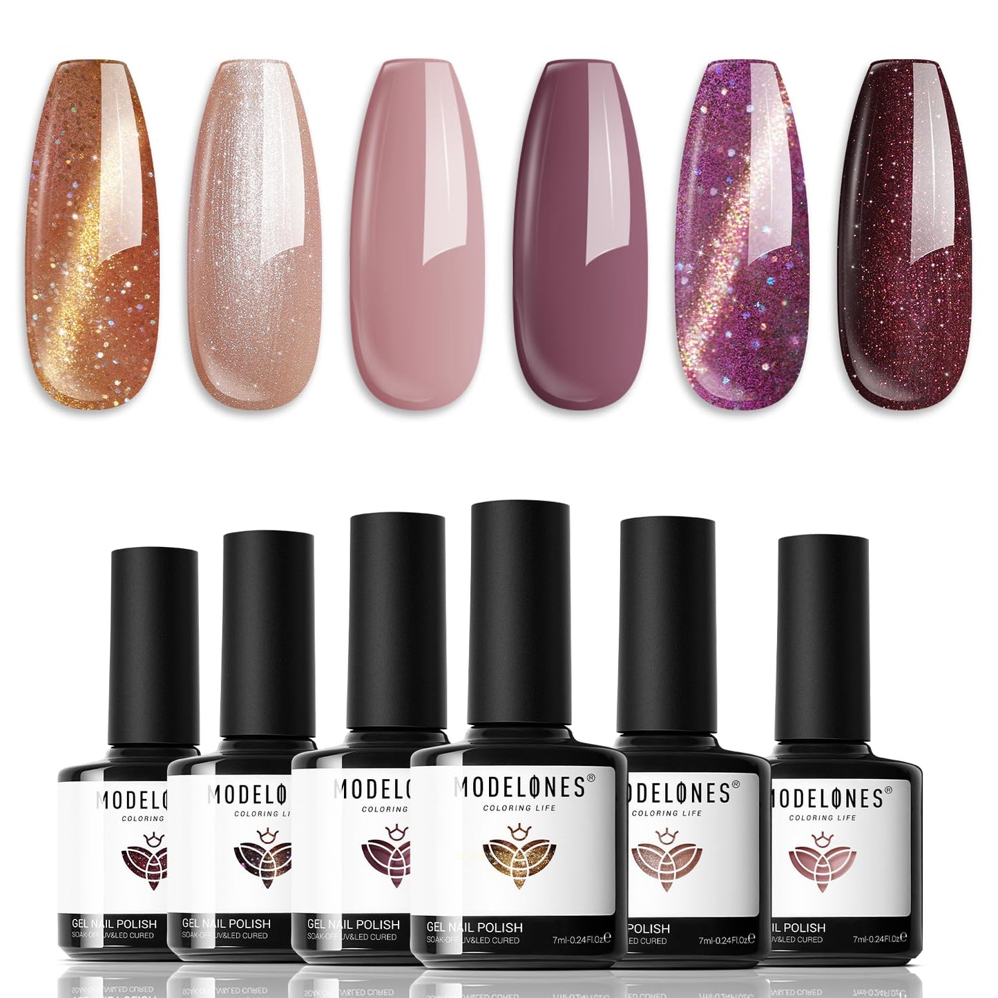 Pink Gel Nail Polish Set - 6 Pastel Colors for Summer & Spring | LED Nail Art Kit for DIY Lovers