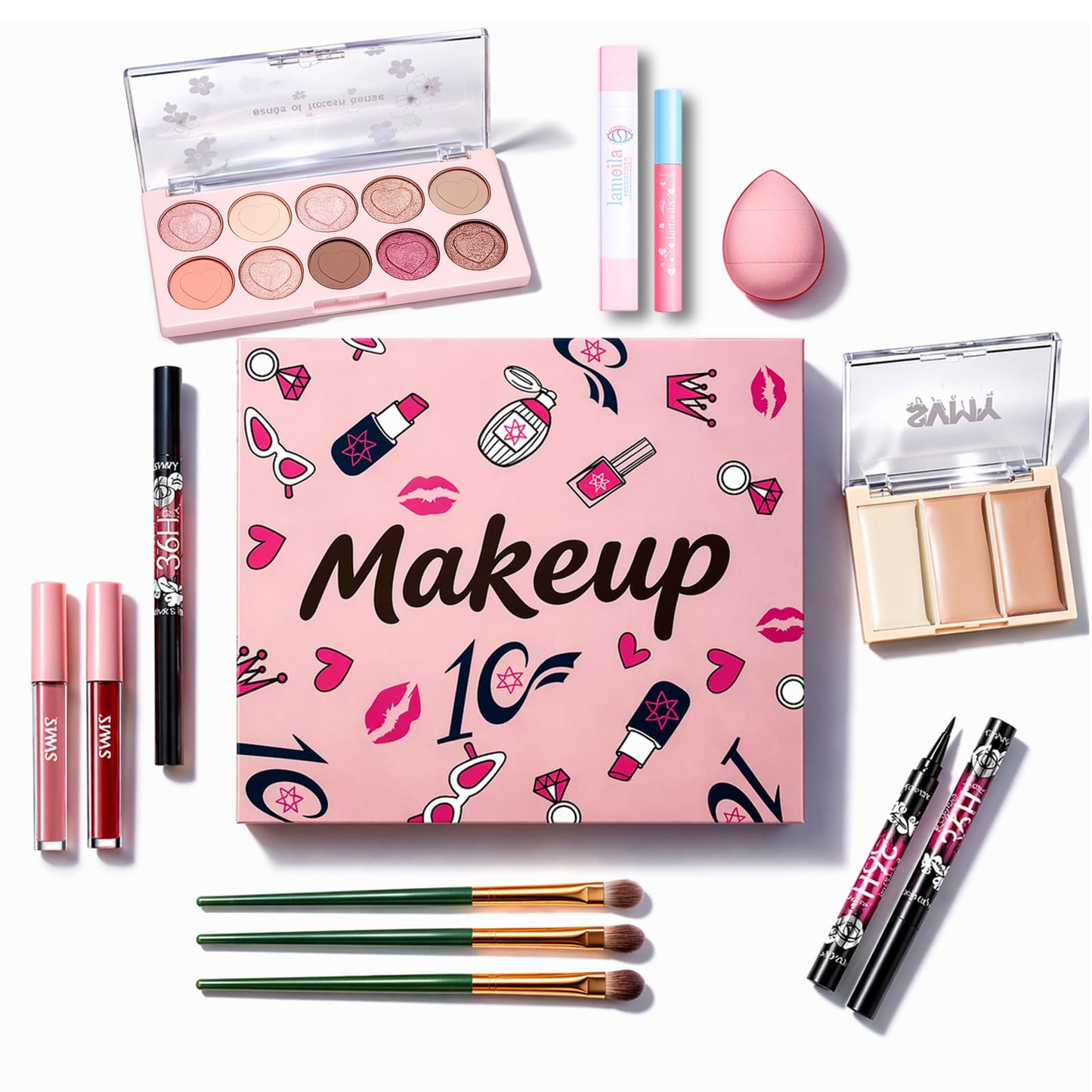 11Pcs Makeup Kit, Lipstick & Eyeshadow, Makeup Set for Teens &Girls