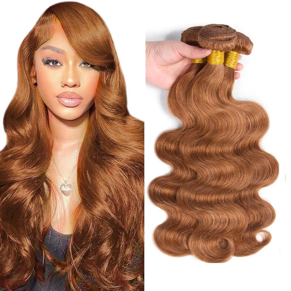 DiexrLamx Color #30 Bundles Brown Body Wave Bundle 22 24 26 Inch 150g Peruvian Virgin Remy Hair 3 Bundles Color #30 Body Wave Bundle Human Hair Weave