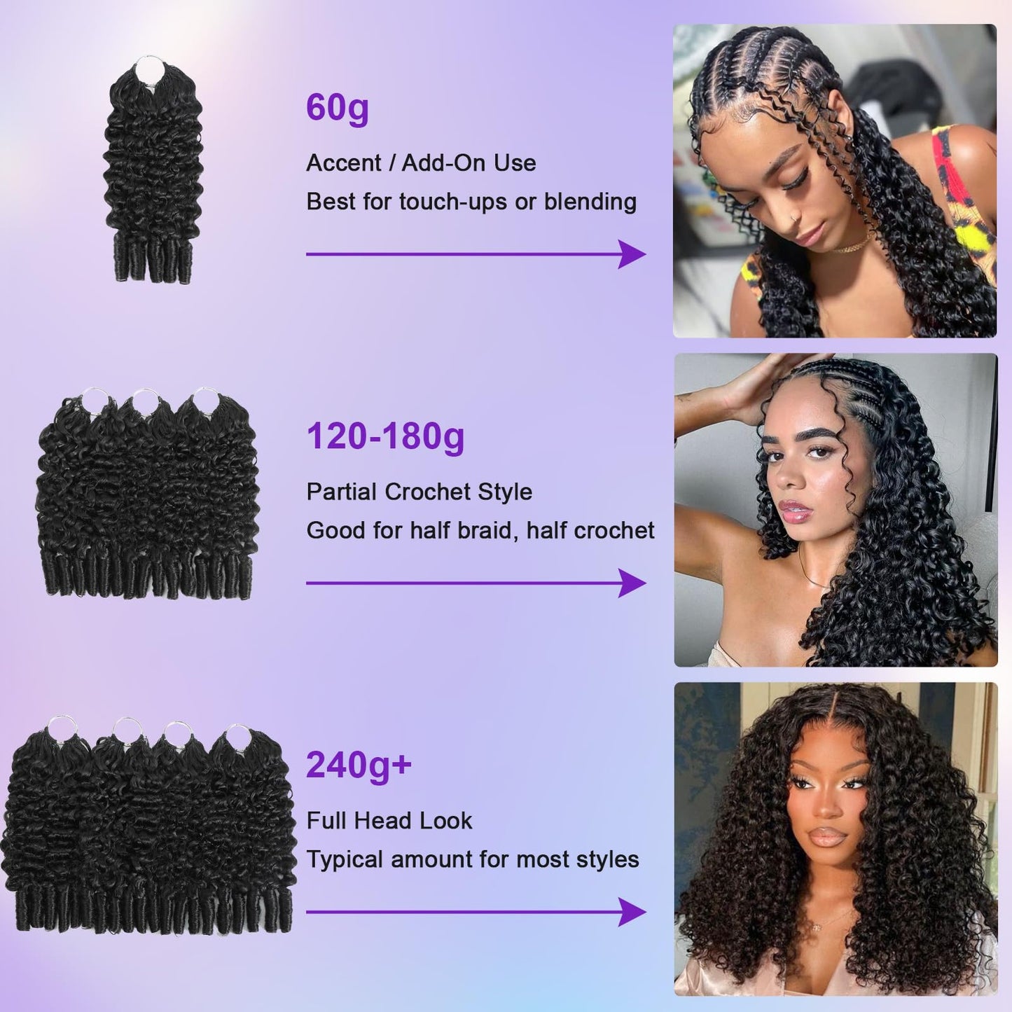Burmese Curly Crochet Hair for Black Women Feather Crochet Human Hair 18inch 60g Knotless Pre-Separated Lightweight Miracle Knots Crochet Human Hair 100% Real Human Crochet Hair Bundles Soft Reusable