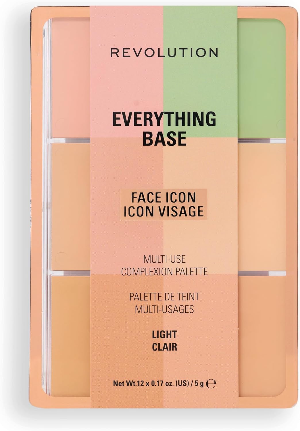 Revolution Everything Base Face Icon Palette - Multi-Use Cream Contour, Concealer & Highlighter | Vegan, Light