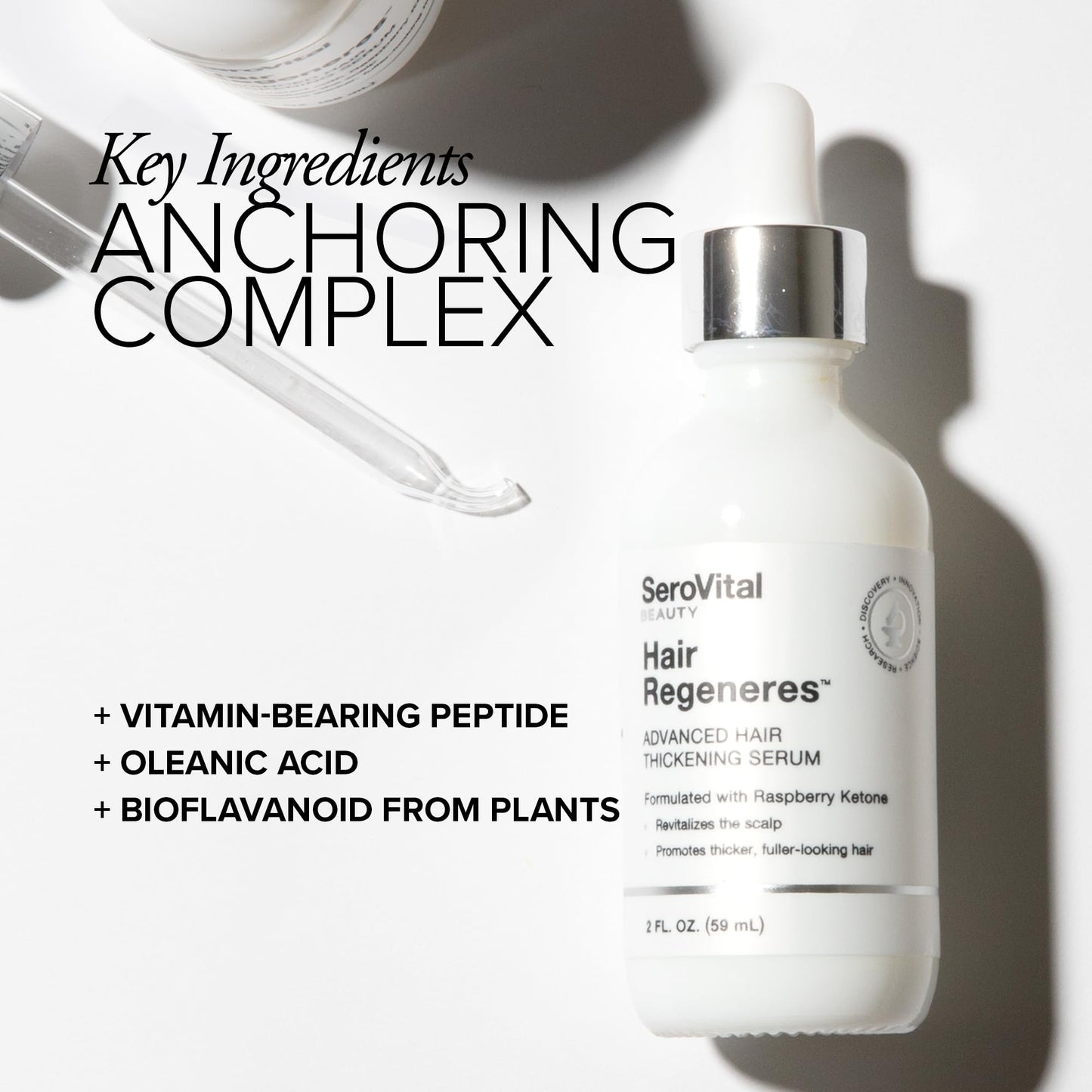 SeroVital Advanced Hair Thickening Serum – Maintain Natural Hair Color – Scalp Support – Multi Peptide Plant-Based Formula - Lightweight and Non-Greasy