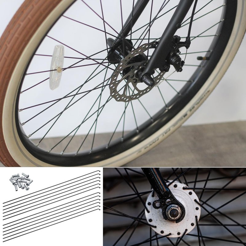 Alrhso 12pcs 290mm/11.4inch Stainless Steel Spokes Mountain Bike/Road Bike Steel 14G Spokes Black with 12mm Nipples