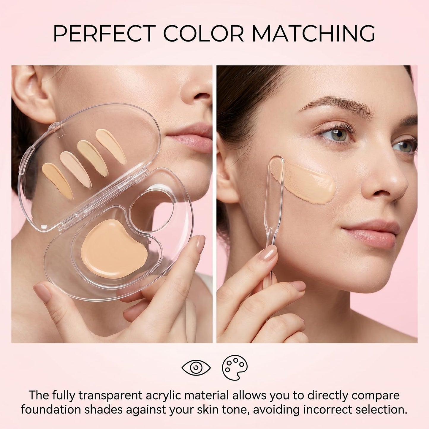 HJZHII 2Pcs Makeup Mixing Palette, Hold Acrylic Palette Foundation Mixing Palettes with Transparent Spatula Tools Acrylic Clear Foundation Palettes for Eyeshadow Liquid Foundations Lipstick Nail Art