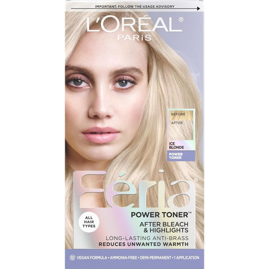 L’Oreal Paris Feria Ice Blonde Hair Toner - Ammonia Free Demi-Permanent Color, 1 Application