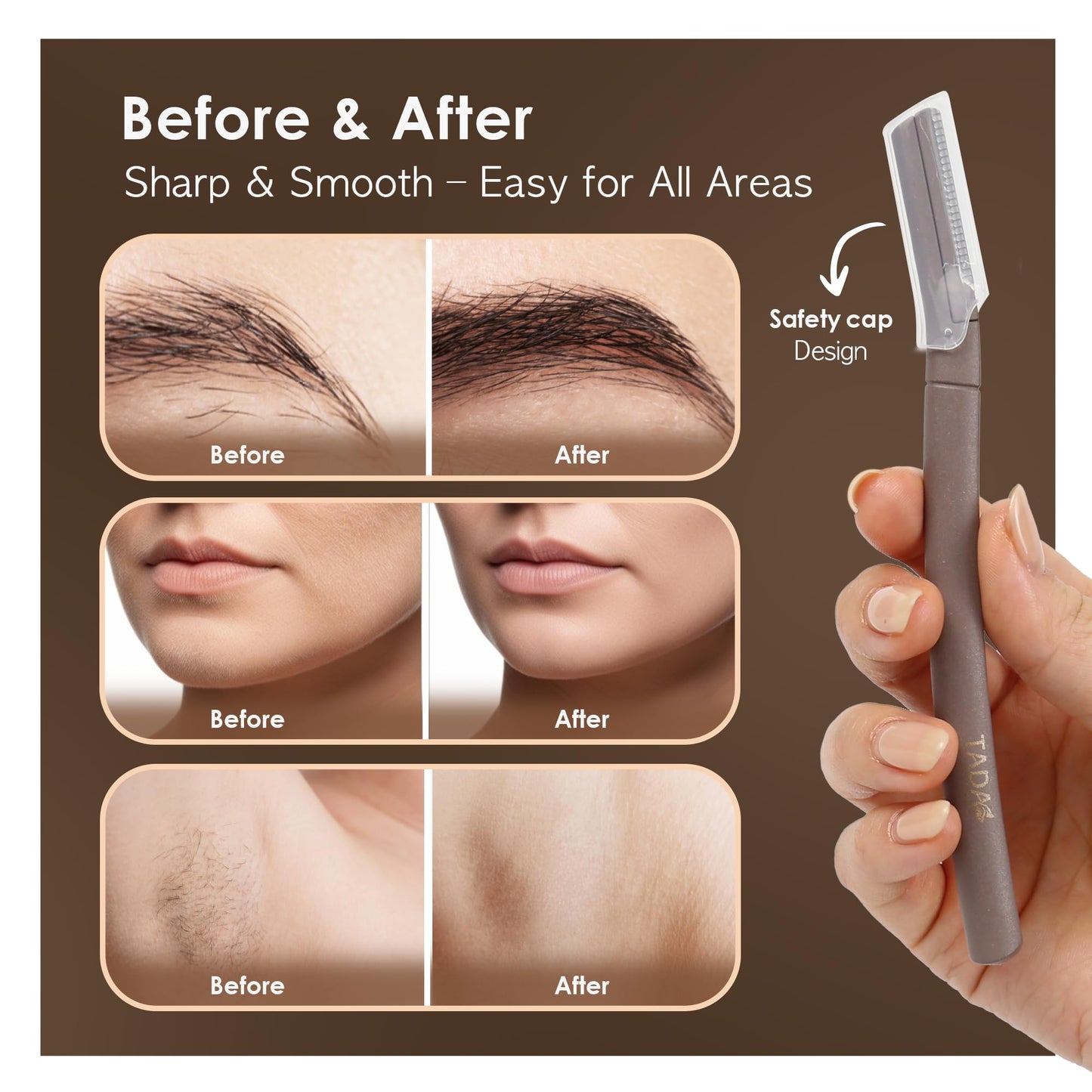 TADA Natural Beauty Biodegradable Dermaplaning Tool 12pk, Face Eyebrow Face Razors, Face Shaver & Exfoliating (Green)