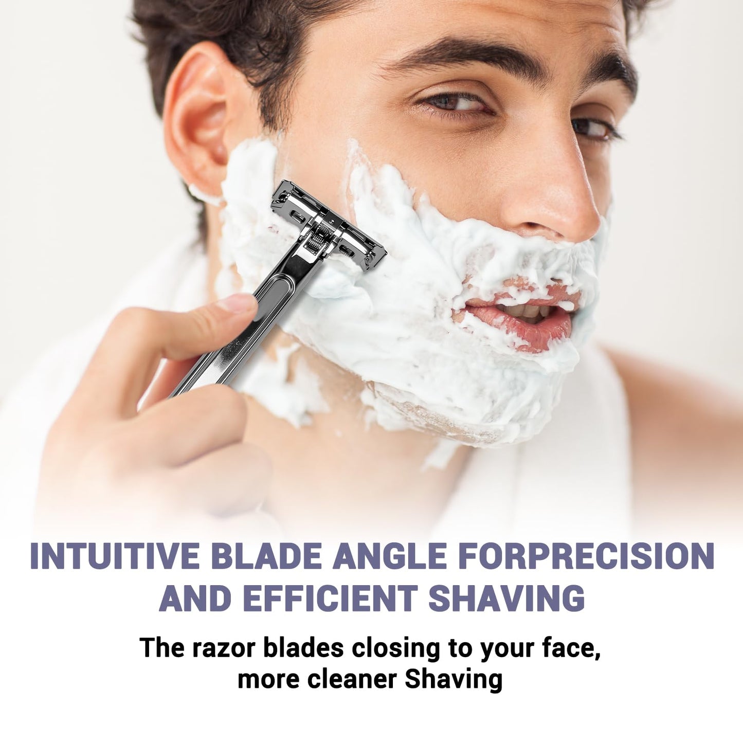 MenGate Adjustable 2-Blade Safety Razor Set with Magnetic Head for Men Women - with 10 Blades, Shave Brush - Precision Shaving, Reusable & Plastic-Free Shaver, for Beard, Head, Leg Shaving