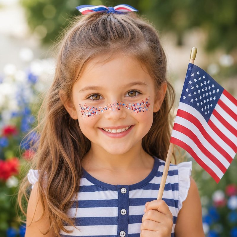 Patriotic Hair Glitter Stick - Red, White & Blue Face & Body Glitter for 4th of July | Waterproof Makeup for Independence Day Celebrations
