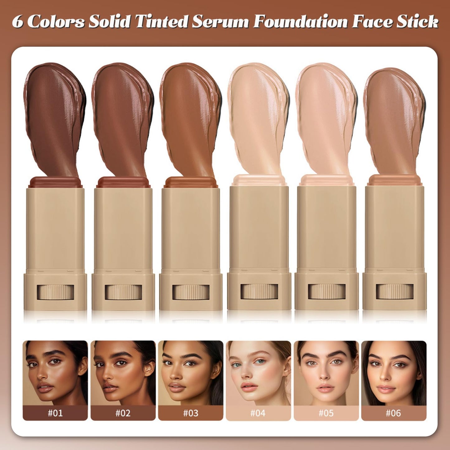 Foundation Stick Beauty Balm Serum Boosted Skin Tint, Solid Tinted Moisturizing Serum Foundation Face Stick, Multifunctional Full Coverage Concealer, Brightens, Makeup(#01)
