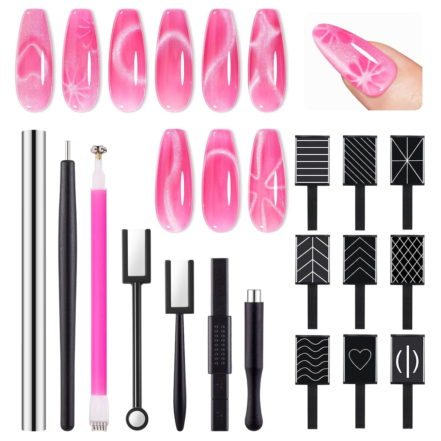 MelodySusie Cat Eye Gel Nail Polish Set - 6 Pcs Glitter Holographic Magnetic Polish | 0.26 Fl Oz Each