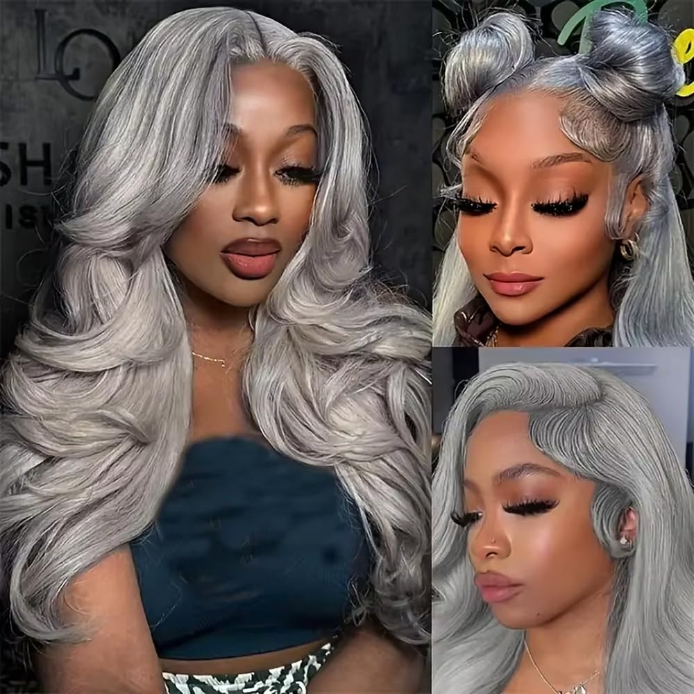 26 28 30 inch Grey Bundles Human Hair Silver Bundle Gray Body Wave Bundles Brazilian Remy Gray Hair Extensions for Women