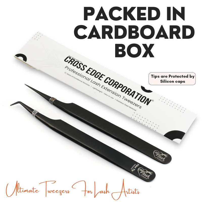 My Lash Tools Fiber Tip Lash Tweezers for Eyelash Extension Curved 90 Degree Angle Boot Tweezer Best for Volume, Individual Isolation & Classic Lashes Stainless Steel Lash Supply