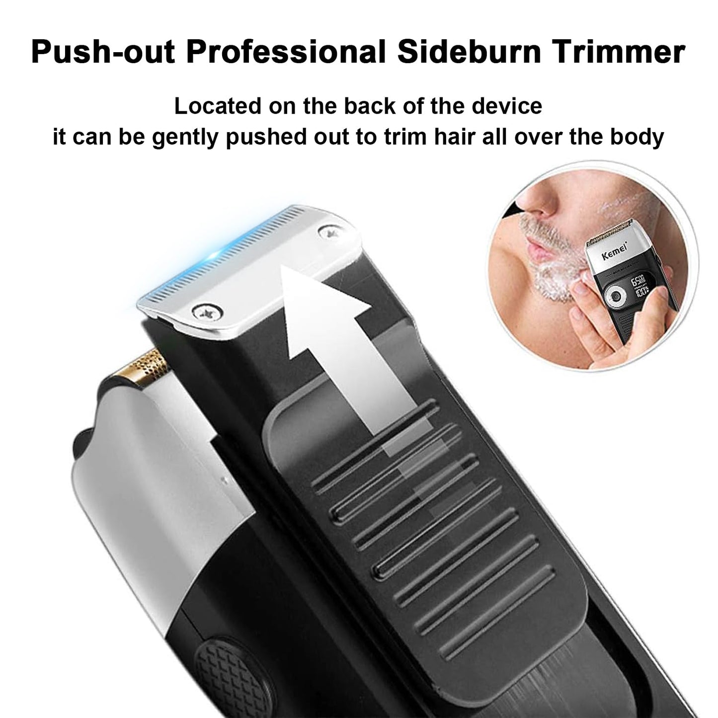 KEMEI Razor Barber for Men,Electric Razor Rechargeable with Beard Trimmer,Cordless Lithium Titanium Razor with Travel Case