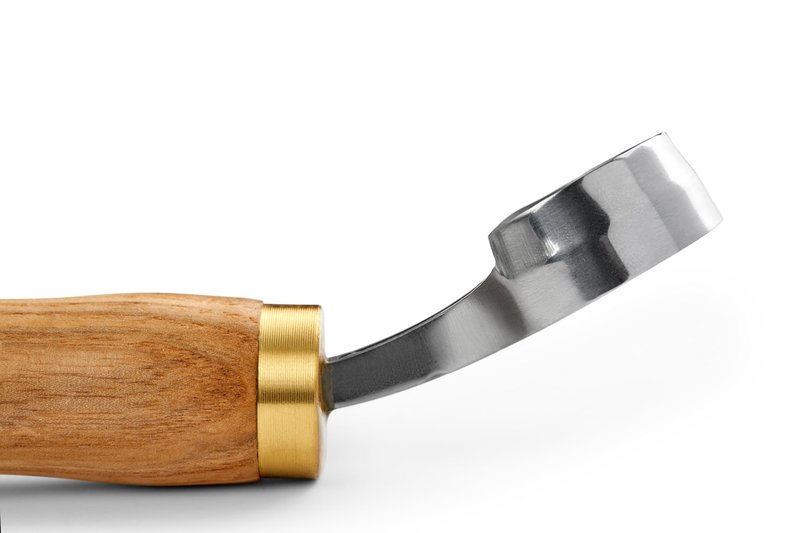 STAMESKY Scorp Knife | Round Carving Tool for Spoons, Bowls, and Cups | Spoon Bowl Carving Tools | for Beginners | Oak Wood Handle with Carbon Steel Blade (Angled Full Scorp)