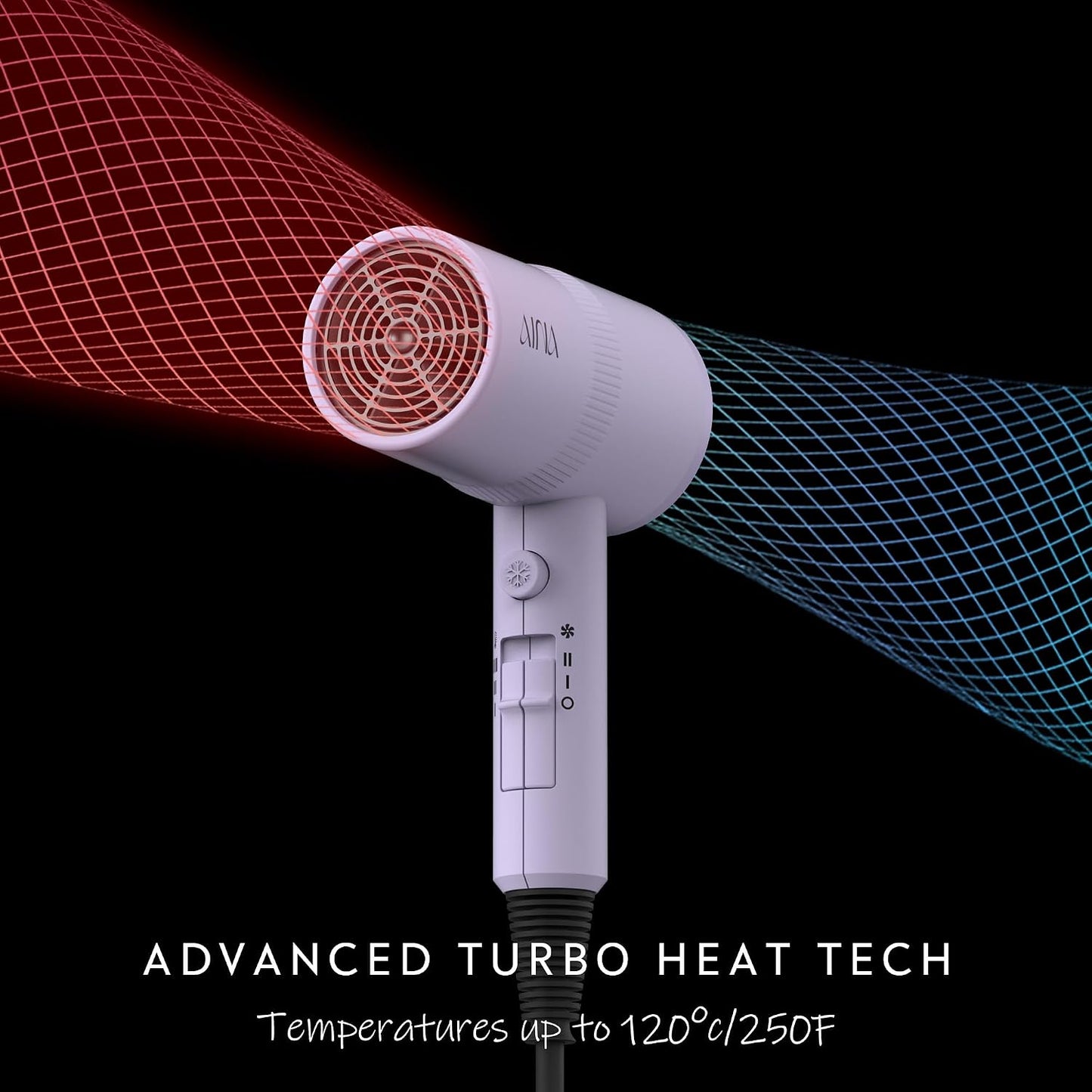 AINA Hair Dryer with Diffuser - Advanced Ionic Technology & Ceramic Coating | Fast Drying & Shine 110V (Purple)