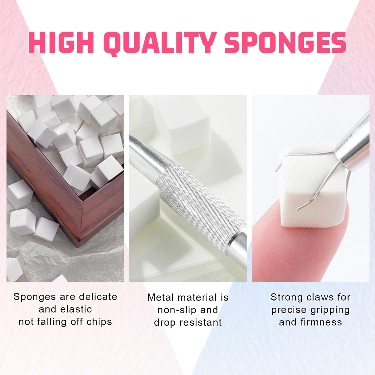 Soft Painting Sponges for Nail Gel - Professional Ombre Gradient Tools | 100PCS Set with Grabber