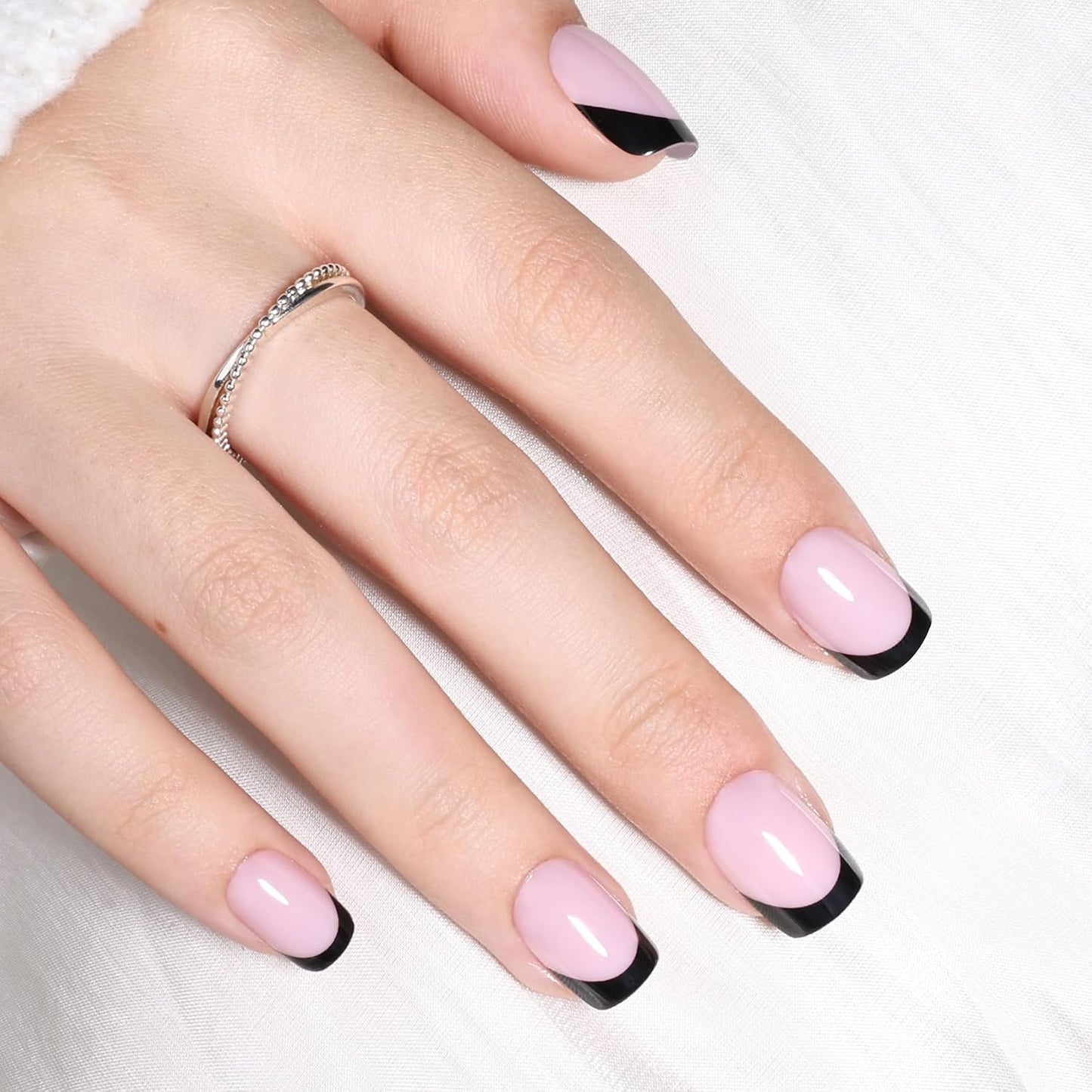 Cat Eye Press On Nails - Short Almond Fake Nails with Nail Glue | Reusable Brown Red 32-Piece Kit in 16 Sizes for Women & Girls