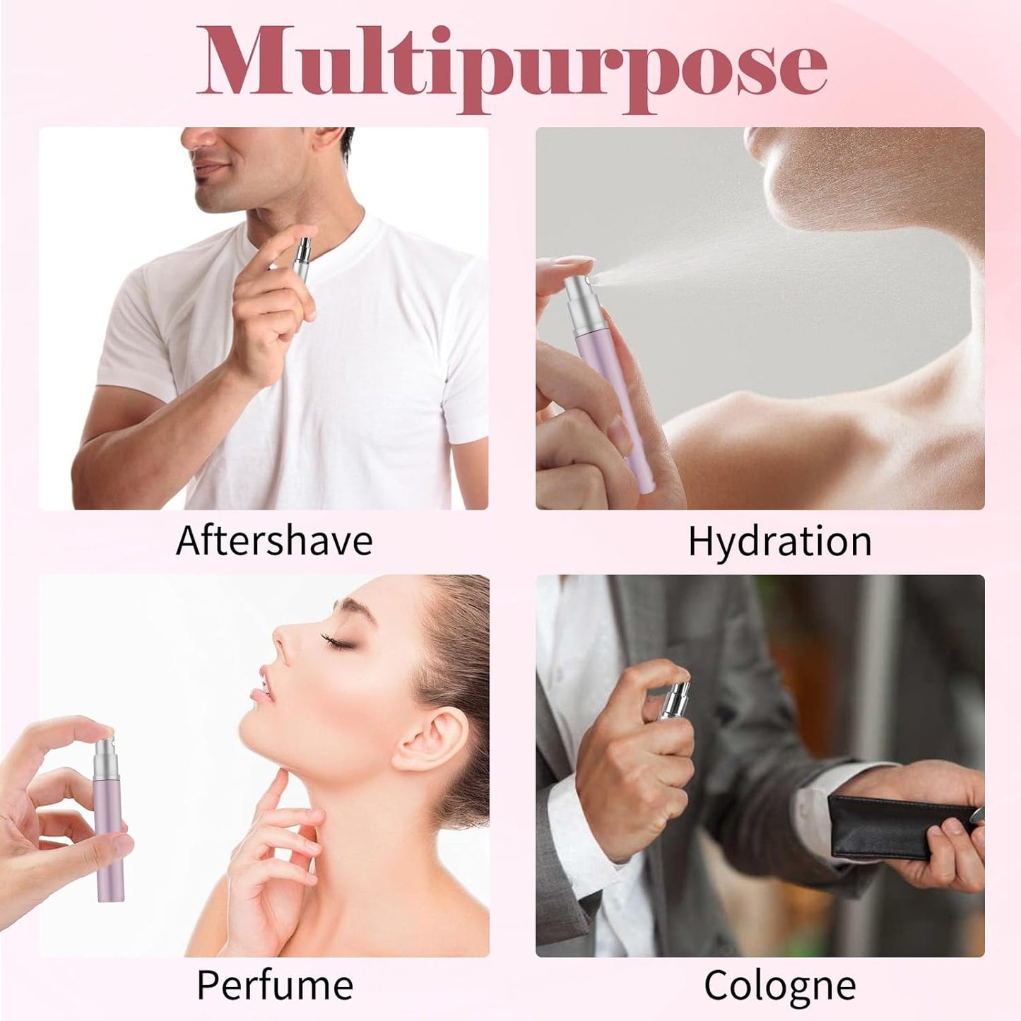 Mini Perfume Travel Bottles - 4pcs Refillable Atomizer Set | 5ML Portable Spray for Travel & Outdoor Activities