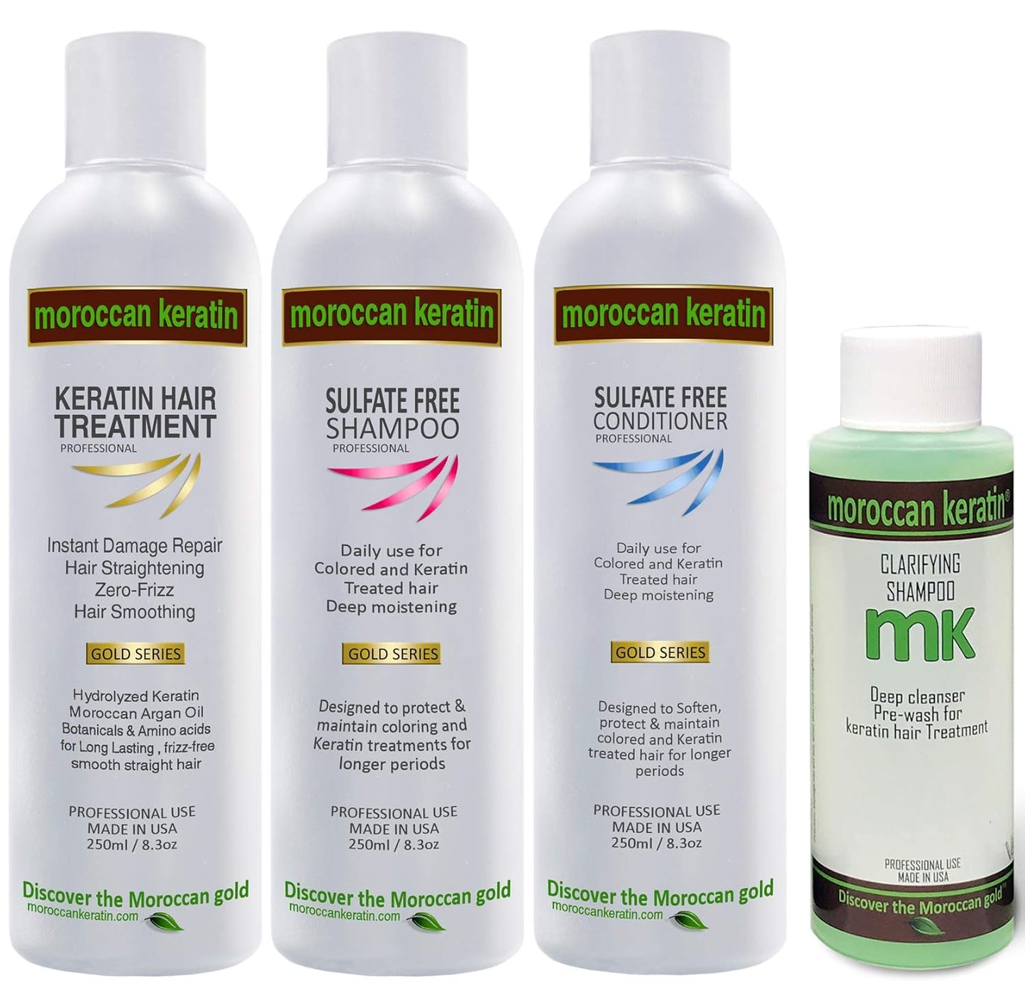 Brazilian Keratin Hair Treatment - Professional Salon Grade Blowout Smoothing | Large 4 Pc Set