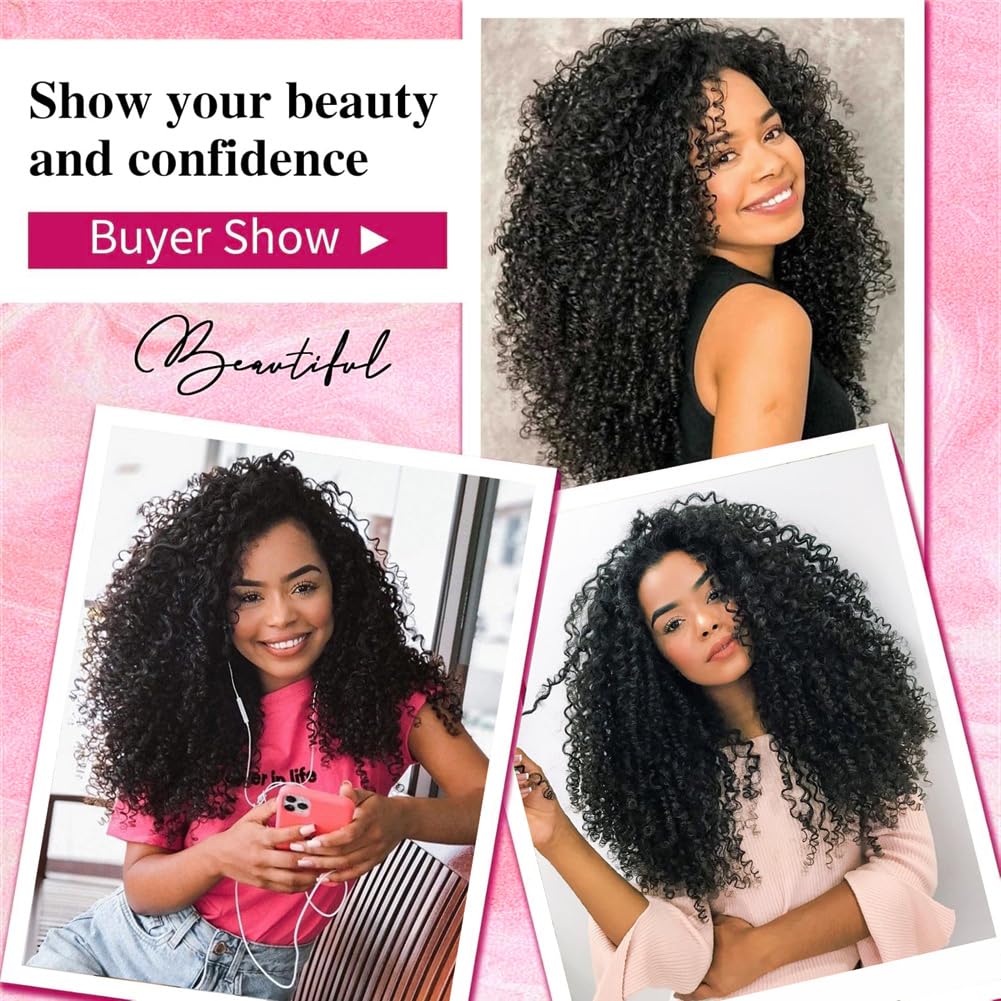 Beafay Afro Kinky Curly Human Crochet Hair 20inch 60g Knotless Pre-Separated Feather Crochet Real Human Hair Afro Kinky Burmese Curly Crochet Lightweight Reusable Remy Hair Extensions for Women