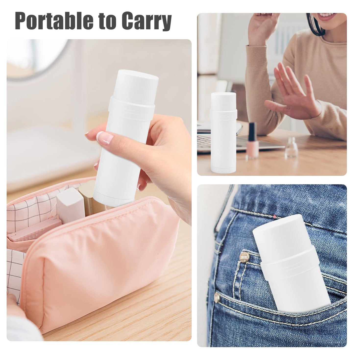 Cositina 60ml/2oz Plastic Deodorant Containers Round Twist Up Empty Bottles Refillable Stick Deodorant Tubes for Heel Balm Lotion Bar Crayon DIY Lipstick - 8 Pack