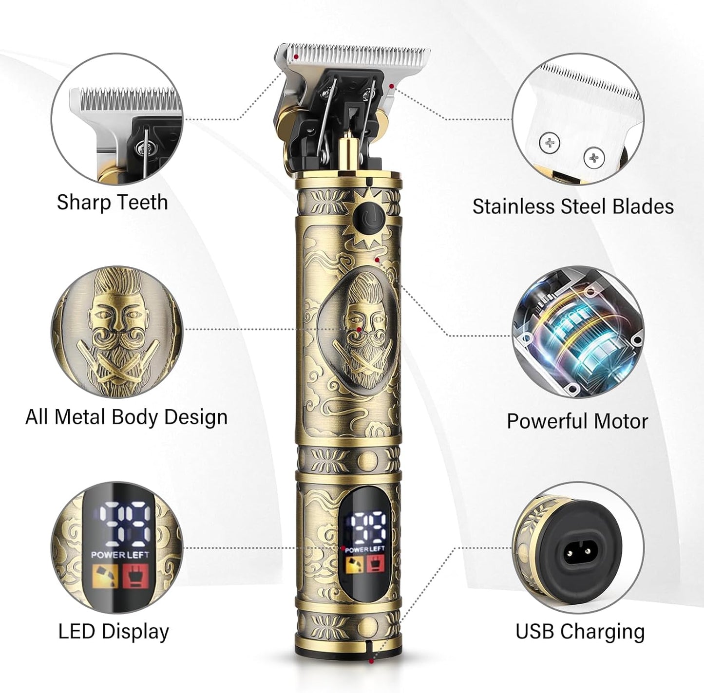 GSKY Hair Clippers for Men - Professional Cordless Beard Trimmer Kit with LED Display | Ideal for Barbers and Home Use