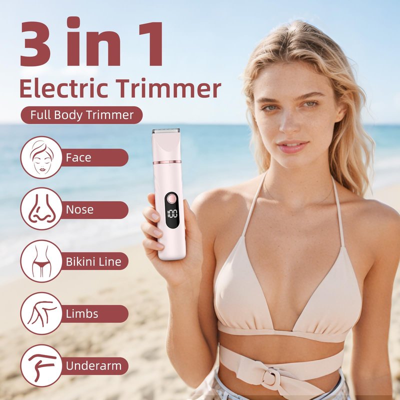 Bikini Trimmer for Women, Nose Hair Trimmer, Painless Electric Razor, Smooth Facial Hair Remover, Body Hair Trimmer for Legs and Armpit