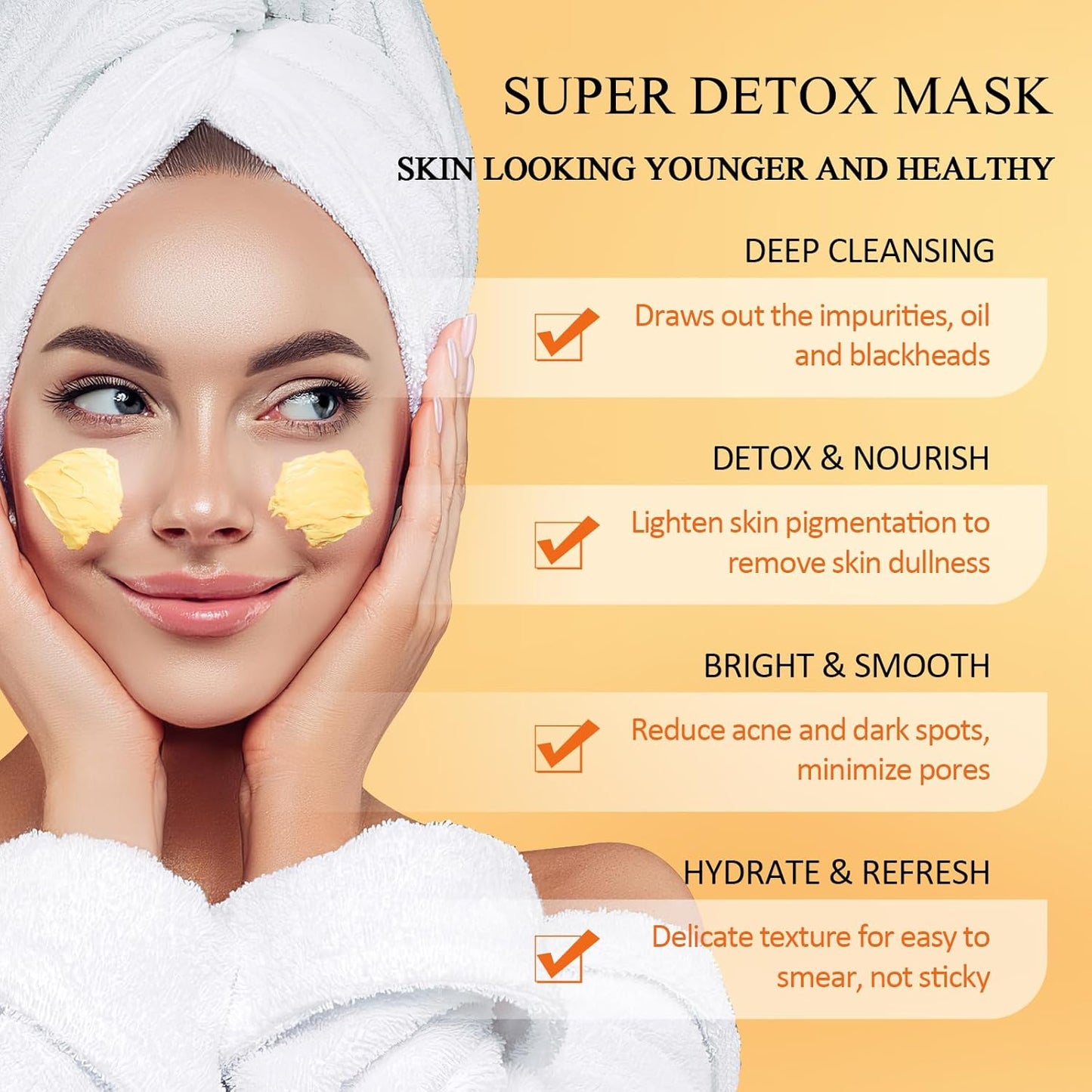 Turmeric Vitamin C Clay Mask - Deep Cleansing Facial Mask for Dull & Blemish-Prone Skin | 5.29 Oz (150g)
