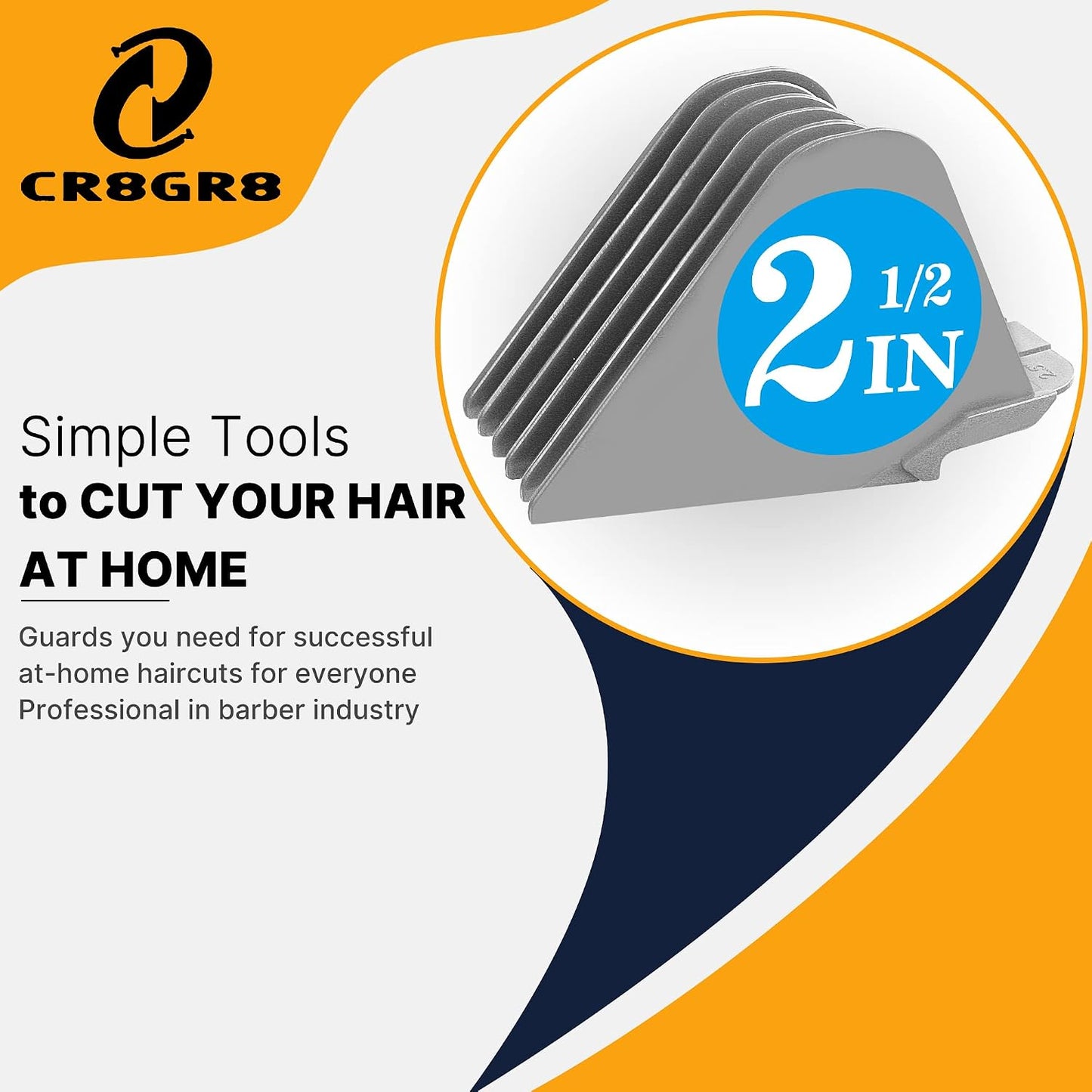 Wahl Clipper Guards - Universal Hair Clipper Attachments Set | 6 Extra Long Sizes 2.5" to 1.25" (Gray)