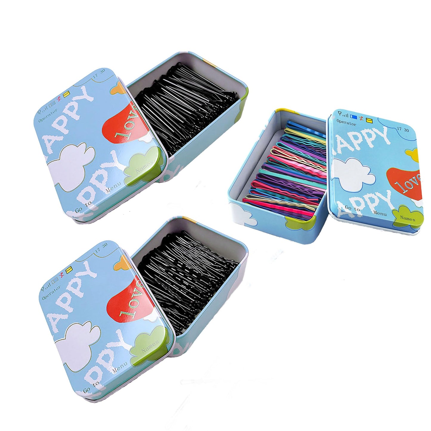 50 pcs Bobby Pins with Cute Tin Box Packaging Hair Clips for Girls and Women of All Hair Types for Styling Updo Hair Buns