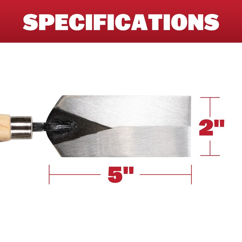 Marshalltown Masonry Margin Trowel, 5 Inches by 2 Inches, Carbon Steel Blade, Wood Handle, Concrete Trowel for Masonry Tools and Concrete Tools, 97